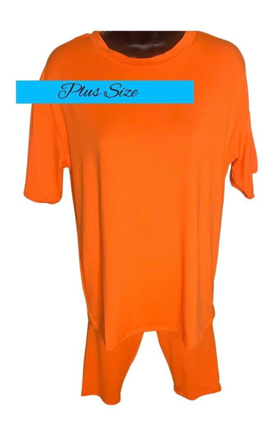 Orange Plus Size Bike Short Set